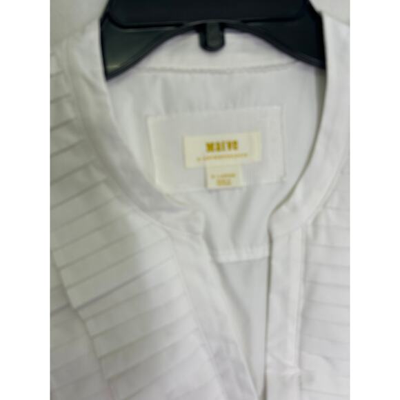 Maeve by Anthropologie Sleeveless Ruffled Tuxedo Blouse in White Size XL NWOT - Picture 9 of 9